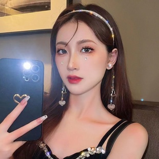 派对颜值闪钻流苏爱心后挂式发箍发卡网红2022年新款发饰头饰女潮