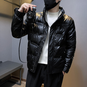 冬季社会小伙PU皮立领压花羽绒服白鸭绒男外套1 YR656-P165控225图片