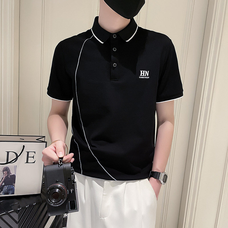 PL82-P58 夏季短袖T恤潮牌半袖新款男装明线刺绣POLO衫-3 控78图片