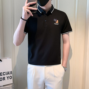社会小伙字母刺绣polo衫男潮牌短袖抖音-6 PL838-特P48控68图片