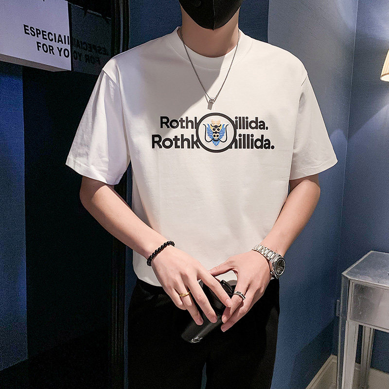 夏季店主风潮牌社会小伙龙头刺绣印花宽松短袖T恤-3T801-P48控68,男装T恤,电商A400-1（原B352）