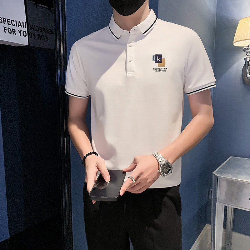 社会小伙字母刺绣polo衫男潮牌短袖抖音-6PL838-特P48控68,男装Polo衫,电商A400-1（原B352）