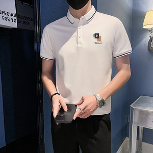社会小伙字母刺绣polo衫男潮牌短袖抖音-6 PL838-特P48控68图片