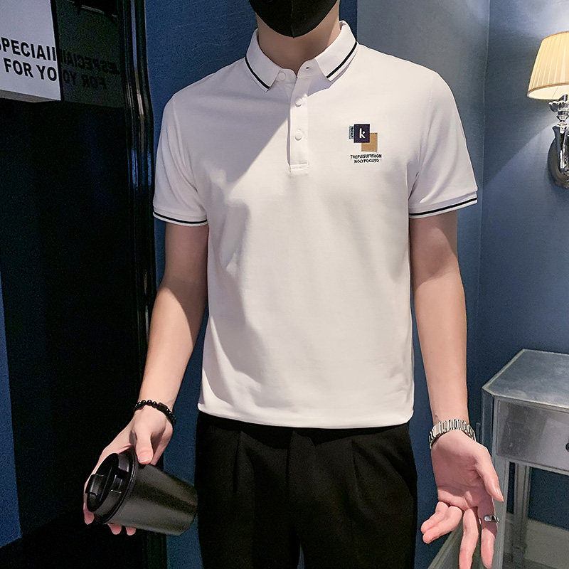 社会小伙字母刺绣polo衫男潮牌短袖抖音-3 PL838-特P48控68图片