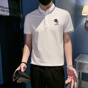 社会小伙字母刺绣polo衫男潮牌短袖抖音-3 PL838-特P48控68图片