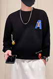 W271-P58春秋男士刺绣印花卫衣圆领宽松时尚休闲长袖T恤-1控78，男装卫衣，电商A400-1（原B352）