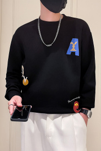 W271-P58 春秋男士刺绣印花卫衣圆领宽松时尚休闲长袖T恤-1 控78图片