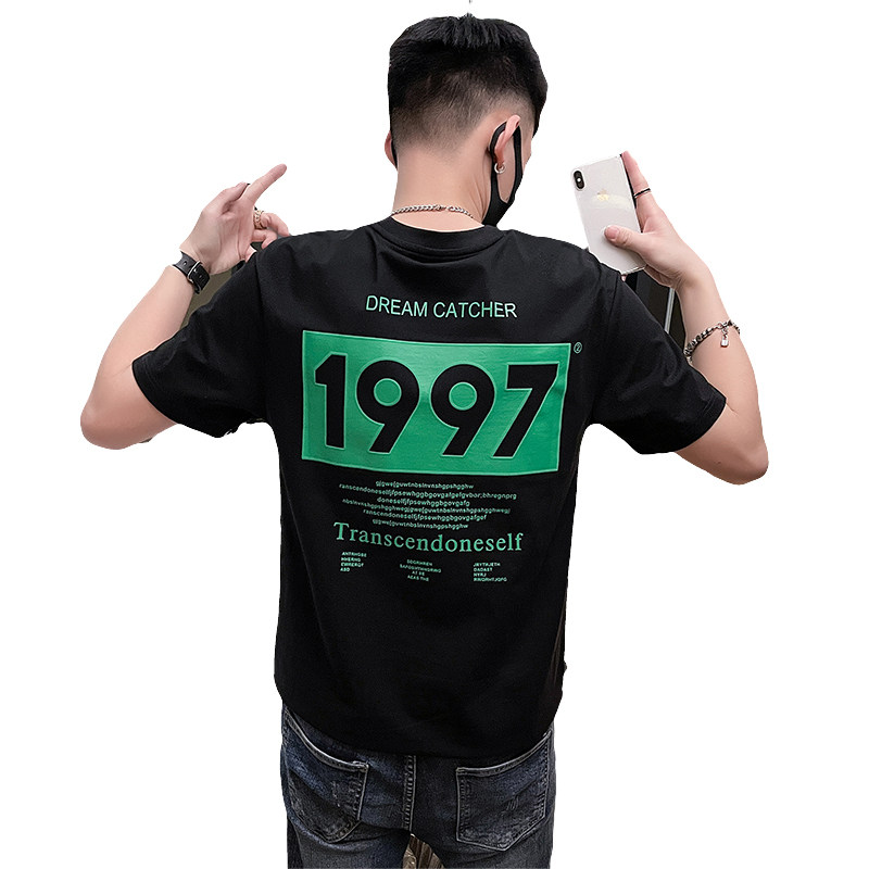 22新款社会精神小伙男字母印花圆领社会人短袖T恤0T623-P45控65,男装T恤,电商A400-1（原B352）