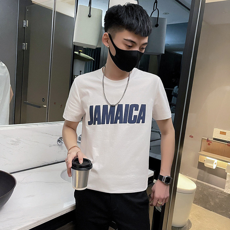 24新款社会精神小伙男字母印花圆领社会人短袖T恤6T586-P38控58,男装T恤,电商A400-1（原B352）