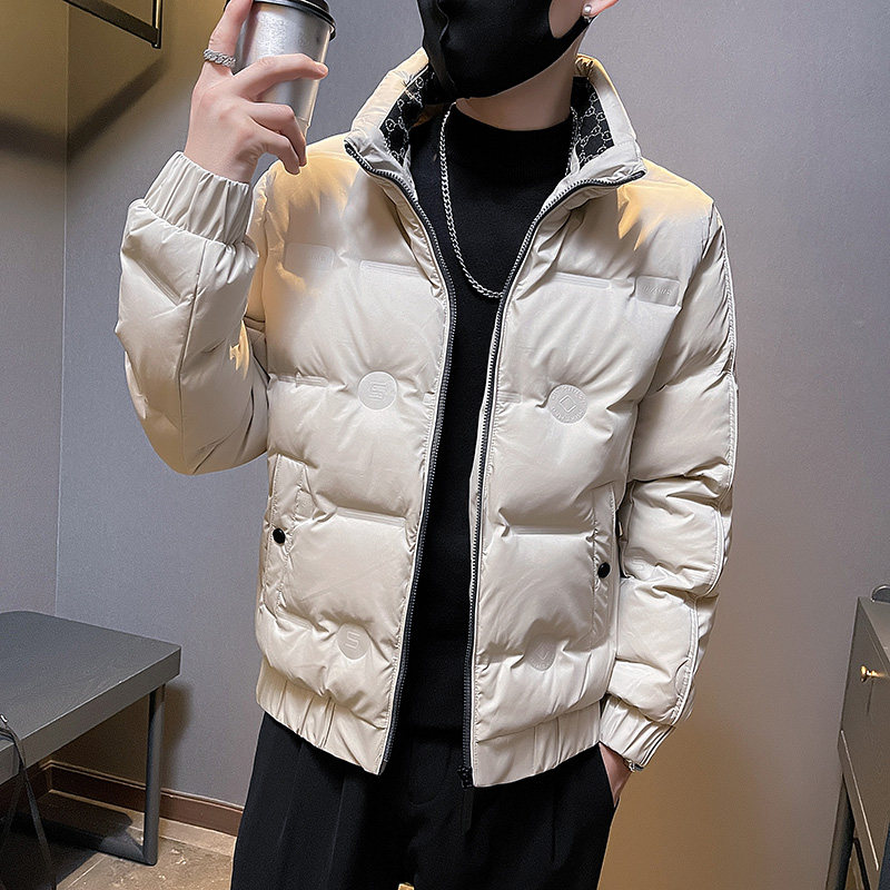 冬季社会小伙立领压花羽绒服短款白鸭绒男外套4YR658-P130控170,男装羽绒服,电商A400-1（原B352）