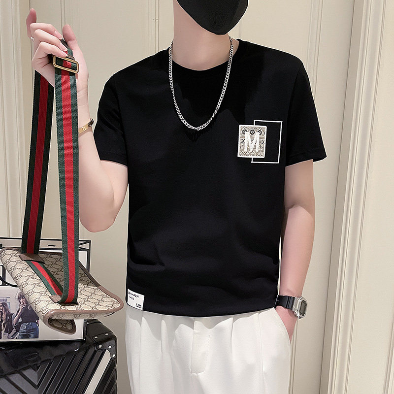 T703-P38夏季T恤男潮流字母刺绣短袖上衣男装新款夏装控58,男装T恤,电商A400-1（原B352）