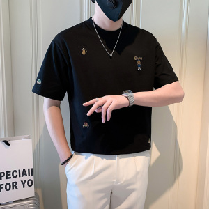 夏季店主风潮牌社会小伙满身刺绣宽松短袖T恤 T828-特P48控68图片