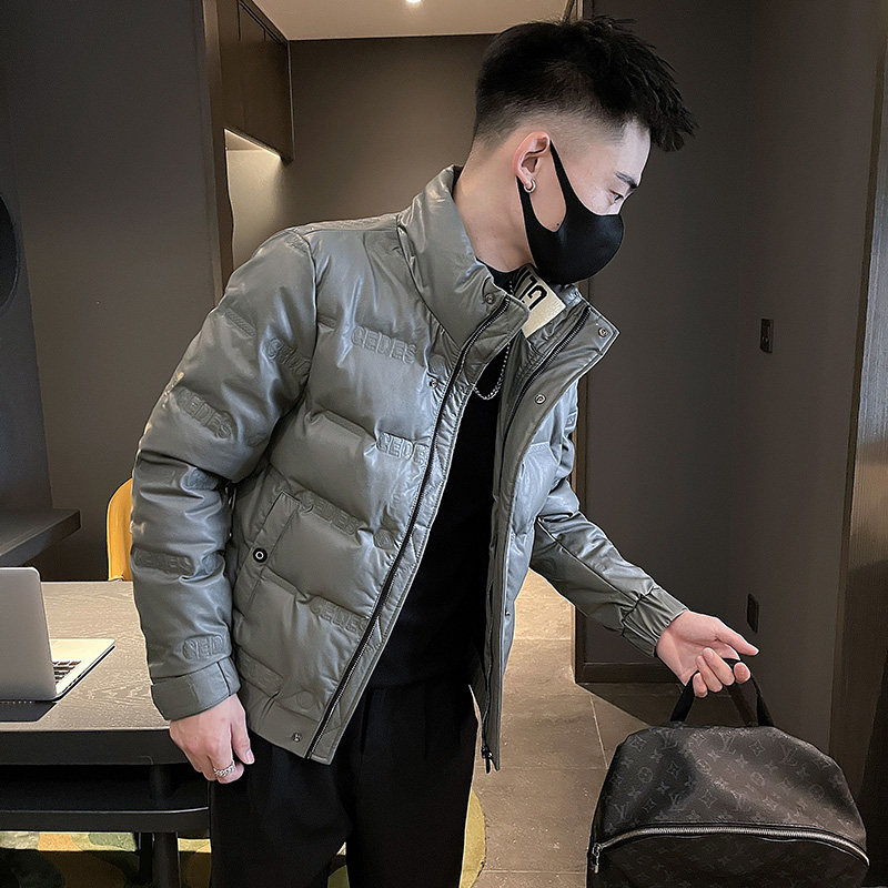 冬季社会小伙PU皮立领压花羽绒服白鸭绒男外套7YR656-P165控225,男装羽绒服,电商A400-1（原B352）