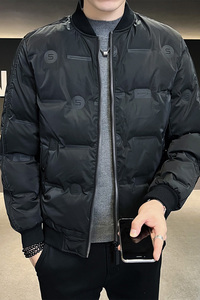 22冬季男士棒球领压花羽绒服短款白鸭绒男外套 YR657-P138控188图片