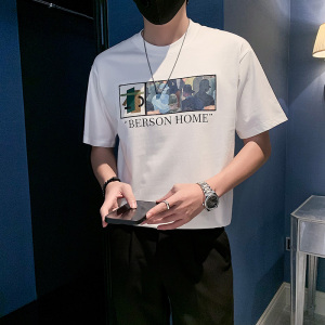 夏季店主风潮牌社会小伙贴布刺绣印花宽松短袖T恤-5 T811-P48控68图片