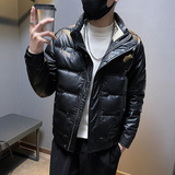 冬季社会小伙立领PU皮羽绒服短款白鸭绒男外套5YR653-P165控225，男装羽绒服，电商A400-1（原B352）