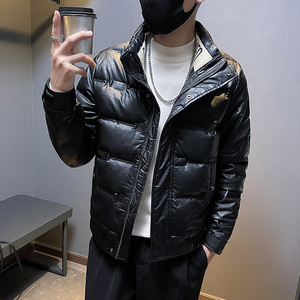 冬季社会小伙立领PU皮羽绒服短款白鸭绒男外套5 YR653-P165控225图片