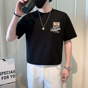 夏季店主风潮牌社会小伙刺绣印花宽松短袖T恤-2 T812-特P48控68,男装T恤,电商A400-1（原B352）