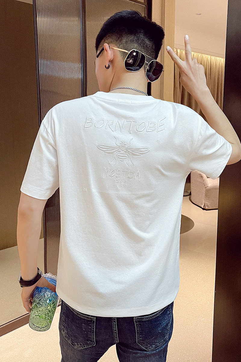 24夏季新款男社会精神小伙个性刺绣网红短袖T恤4T582-P40控60,男装T恤,电商A400-1（原B352）