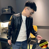 23秋季新款男修身夹克刺绣加绒加厚皮衣外套-3PY67-P138控178，男装皮衣，电商A400-1（原B352）