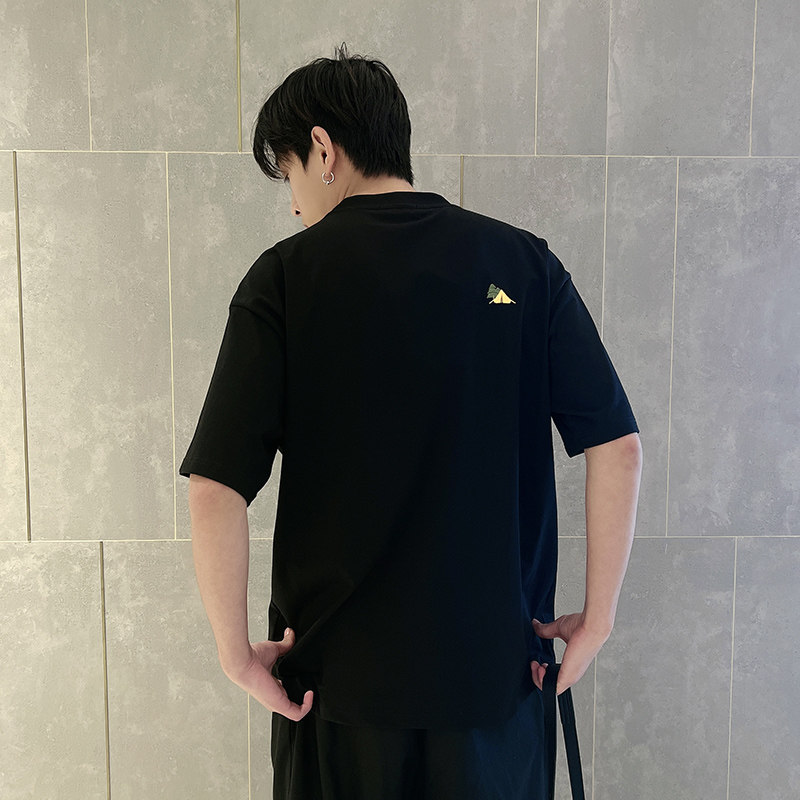 夏季潮男风社会小伙满身刺绣潮牌宽松短袖T恤T828-特P48控68,男装T恤,电商A400-1（原B352）