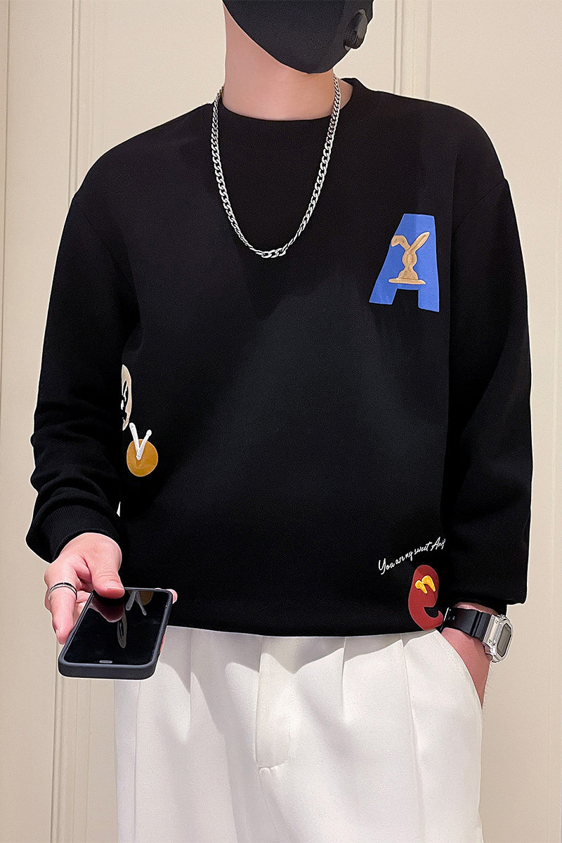 W271-P58春秋男士刺绣印花卫衣圆领宽松时尚休闲长袖T恤-2控78,男装卫衣,电商A400-1（原B352）