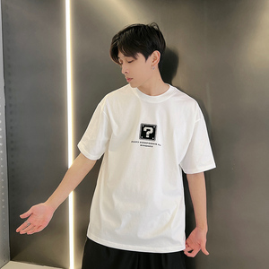 夏季潮牌社会小伙高级感胶条压花简约宽松短袖T恤-3 T809-P48控68图片