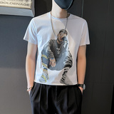 T707-P40夏季新款T恤男短袖人物数码印花圆领短袖上衣-4控60，男装T恤，电商A400-1（原B352）