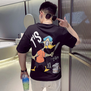 21夏季新款男社会精神小伙卡通印花网红短袖T恤6T569-P45控65