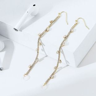 真金潮流无线肯杰女锆 防链耳钩耳坠镀耳机日丢镶简约韩叶子铜时尚