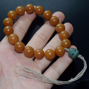 天然风华果白玉菩提根单圈佛珠手串阿呆吊坠设计款男女手链情侣款