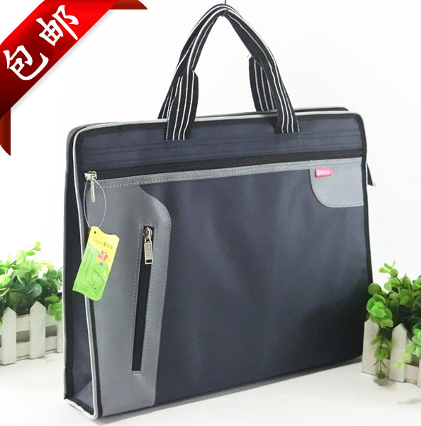 包邮A4防水大容量文件包加厚资料袋手提拉链袋双层男士帆布文件袋