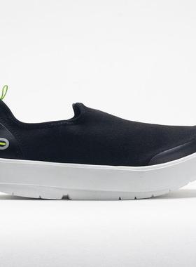 代购Oofos女士徒步鞋缓震透气易穿脱防潮黑色白色织物鞋面