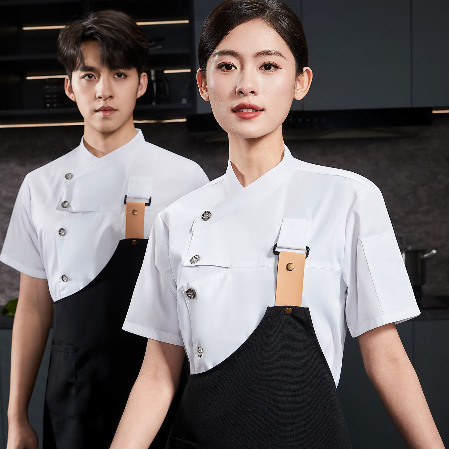 西餐厅厨房工作服夏装蛋糕烘焙店透气网短袖上衣行政主厨制服男女