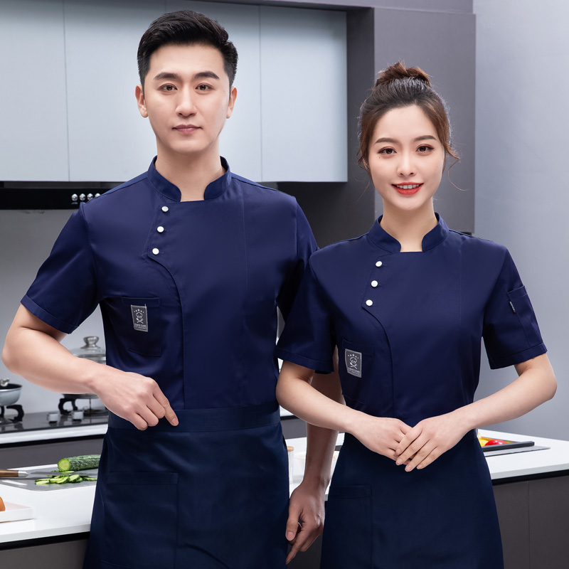 西餐厅厨师服夏装甜品烘焙工坊裱花师制服印字薄款短袖上衣定做