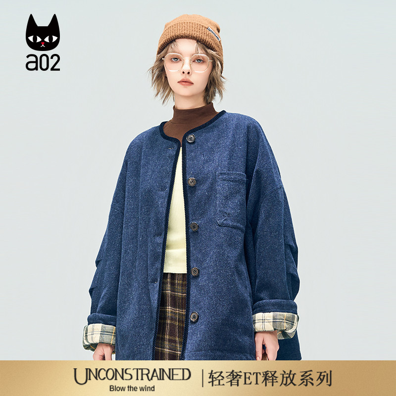 a02【ET释放系列】宽松牛仔棉服女2025新款冬季保暖棉衣外套上衣