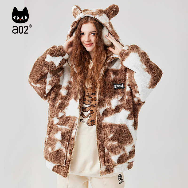 a02甜酷减龄仿羊羔毛外套