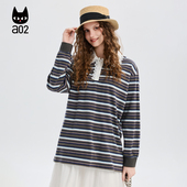 a02黑猫系列刺绣宽松落肩蕾丝花边翻领卫衣女2026新款 春季 上衣