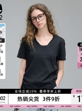 a02亚麻宽松显瘦短袖T恤女2026新款初夏穿搭莱赛尔半袖设计感上衣