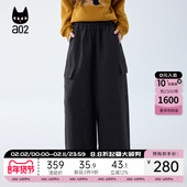 子女20225新款 冬季 休闲工装 a02宽松毛呢加厚阔腿裤 长裤 通勤穿搭