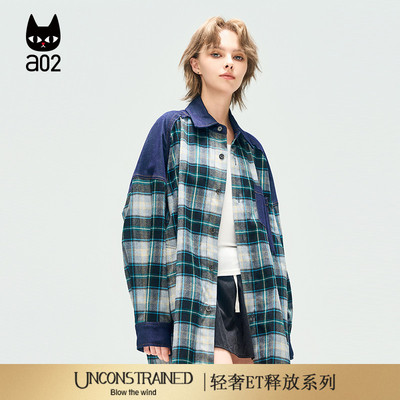 a02【ET释放系列】宽松格子衬衫女2025新款秋季衬衣外套通勤穿搭