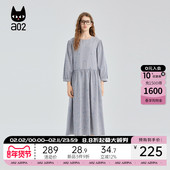 a02宽松格纹绣花连衣裙女2025春秋新款 通勤风出游氛围感穿搭秋装