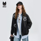 a02黑猫系列绣花梭织耐磨防风棒球服外套女2026新款 春季 休闲上衣