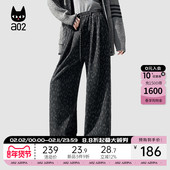 子女2025新款 冬季 加绒加厚保暖阔腿裤 a02宽松豹纹休闲裤 通勤长裤