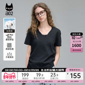 初夏穿搭莱赛尔半袖 a02亚麻宽松显瘦短袖 T恤女2025新款 设计感上衣