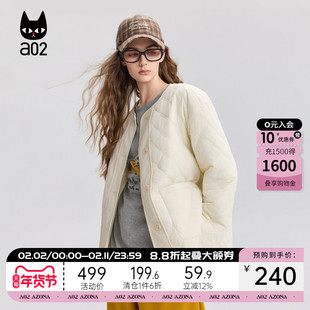 a02宽松圆领加厚保暖棉服女2025新款冬季夹棉棉衣外套氛围感穿搭