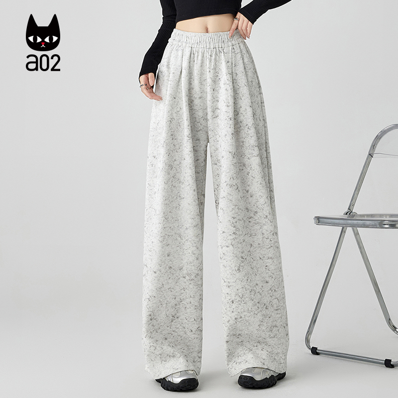 a02宽松扎染山本裤设计感灰色裤子女2025新款秋季休闲长裤秋装