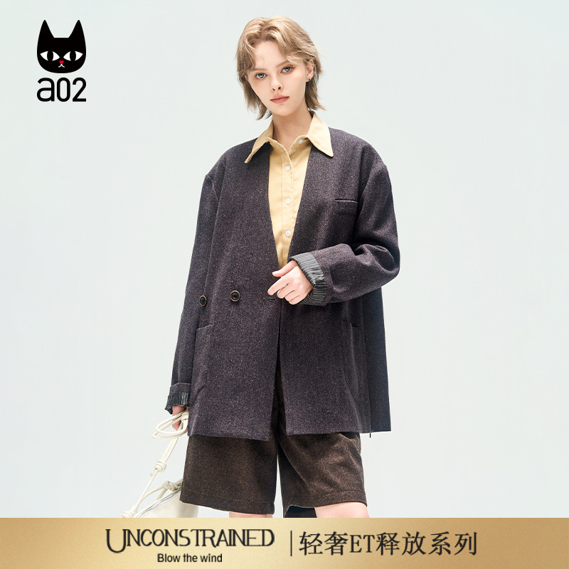 a02【ET释放系列】绵羊毛西服女2025新款秋季宽松设计感西装外套