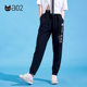 女棉针织运动休闲九分裤 a02秋冬黑色字母印花百搭裤 子新款