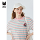 女士夏装 a02条纹短袖 夏季 宽松圆领印花上衣半袖 女T恤2025新款 爆款